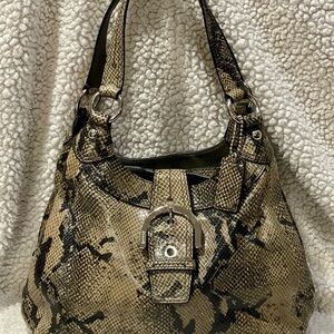 Coach Soho Lynn Faux Python Embossed 3 Compartment Snakeskin Hobo Bag